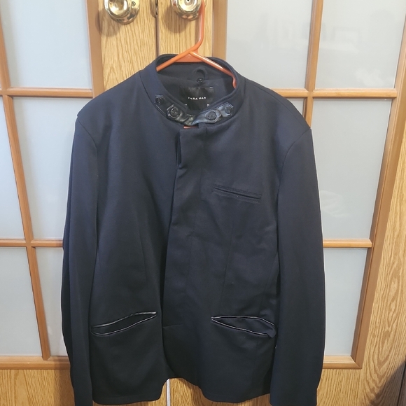 Zara Mens Navy Blue Button Up Blazer XL - Picture 1 of 9